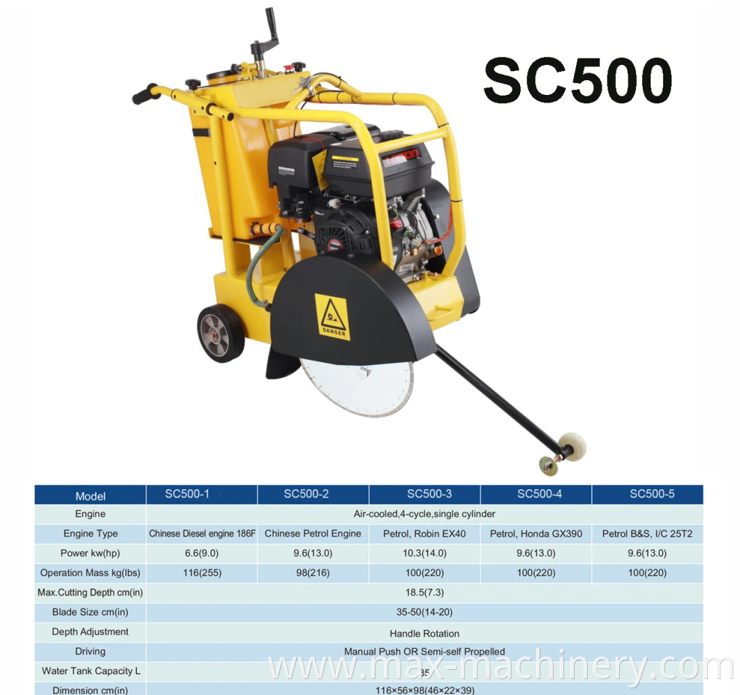 Concrete Asphalt Cutter 400mm 500mm Blade Concrete Saw Cutter Machine